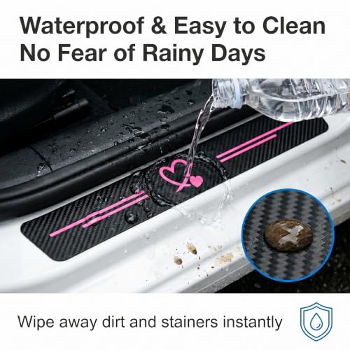 5 PCS Car Heart Pattern Door Sill Protector, Carbon Fiber - Product Imagery