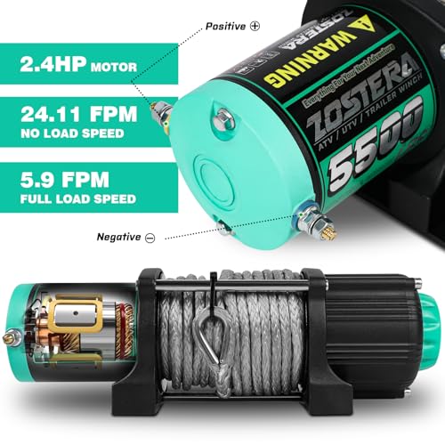 5500lbs ATV/UTV Winch with Synthetic Rope, Electric Boat Trailer - Product Imagery