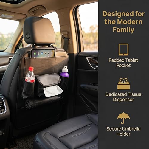 2 Pack PU Leather Premium Car SeatBack Organizer Travel - Product Imagery