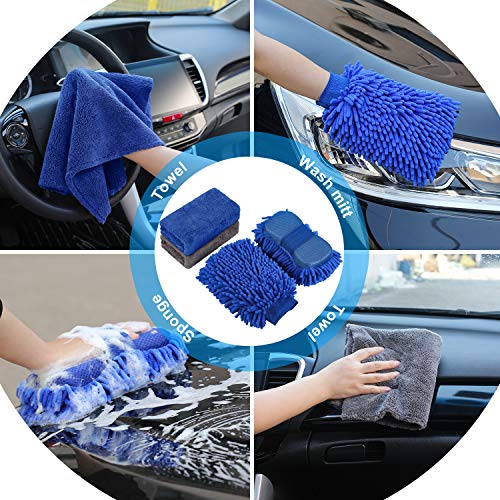 22Pcs Car Wash Cleaning Tools Kit Car Detailing Set with Blue - Product Imagery