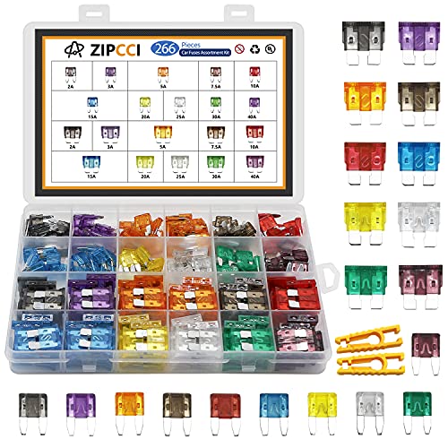 ZIPCCI 266 Pcs - Car Fuses Assortment Kit, Mini & Standard - Product Imagery