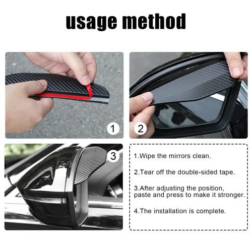 2Pcs Carbon Fiber Side Mirror Rain Visor Guard, Universal for - Product Imagery