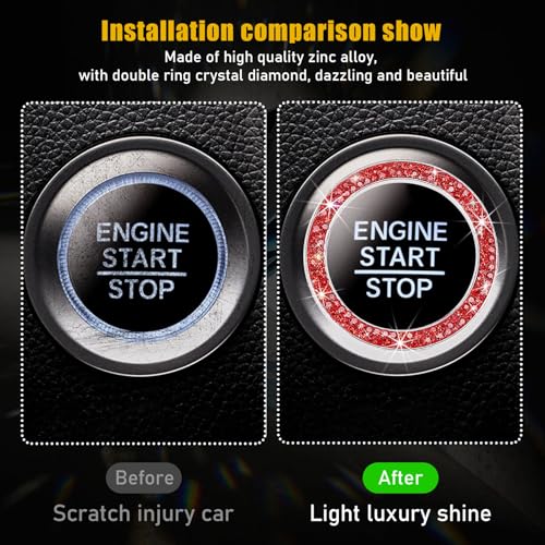 Kewucn Bling Crystal Double Rhinestone Car Engine Start - Product Imagery