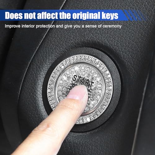 KITUREK Bling Crystal Car Engine Start Ring Sticker, White - Product Imagery