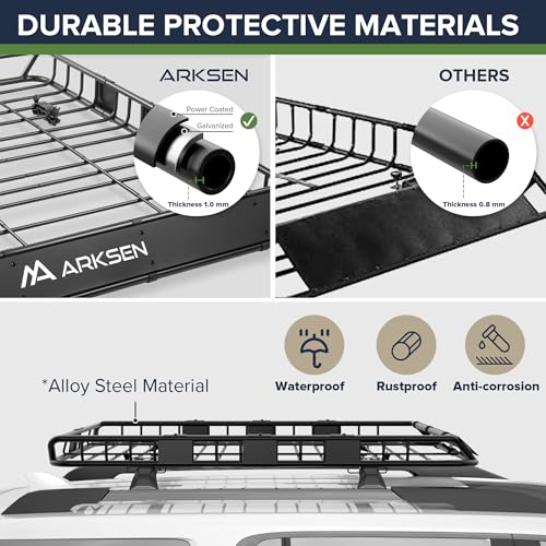 ARKSEN 54" x 39" x 5" Roof Rack Cargo Basket with Extension - Product Imagery