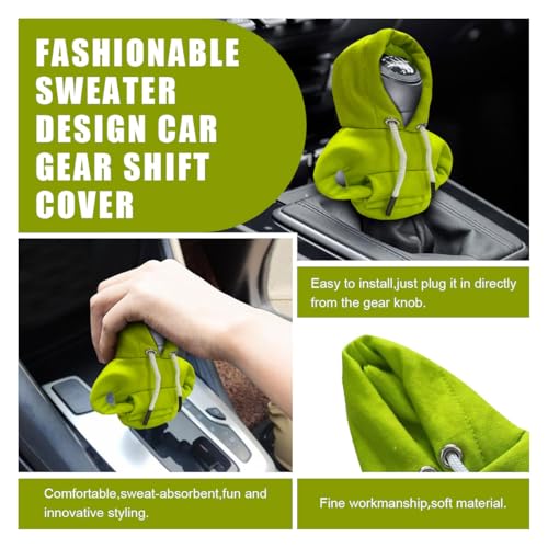 JOYCOURT Car Gear Shift Hoodie Auto Shifter Knob Cover, Green - Product Imagery