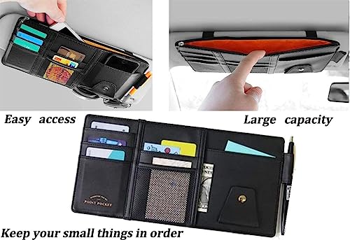 Black Car Sun Visor Organizer, Document Storage Pocket Interior - Product Imagery