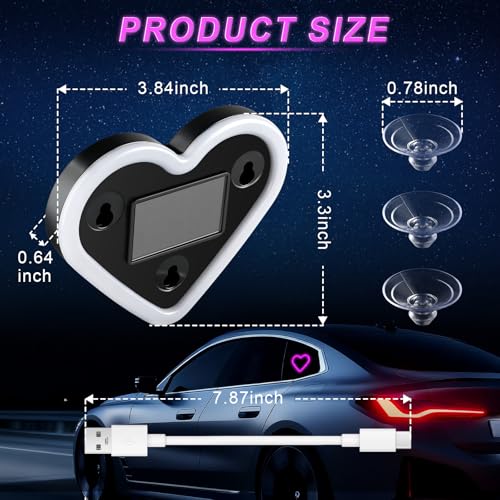 iFunyLED Heart-Shaped Solar Powered Car LED Interior Ambient - Product Imagery