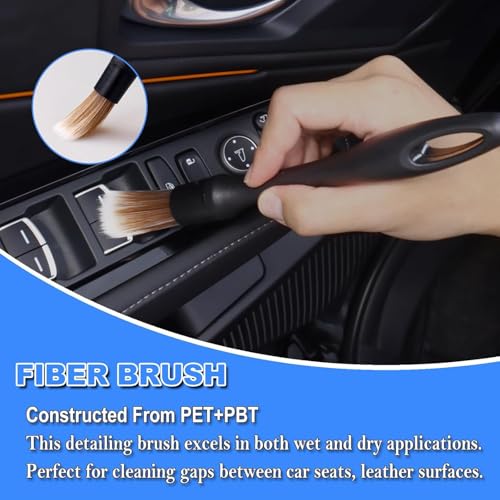 7PCS Car Detailing Brush Set, Ultra Soft Boars Hair Car Interior - Product Imagery