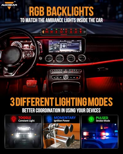 Auxbeam AS-800 Slim 8 Gang Switch Panel with Bluetooth APP - Product Imagery