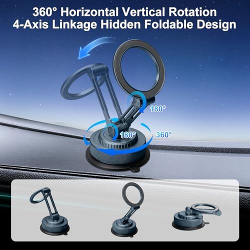 PIEPIE All-Metal Alloy Magnetic Suction Cup Car Phone Mount - Product Imagery