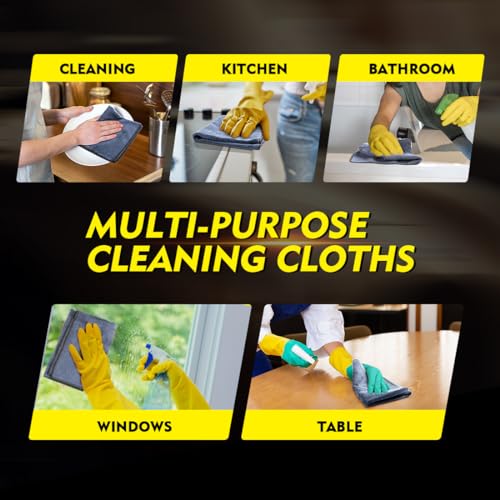 HOMEXCEL Grey Microfiber Cleaning Cloth 6 Pack, 12.5 x 12.5 inch - Product Imagery