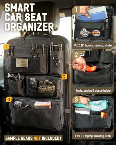 All in One Car Seat Back Organizer Fit Most Cars SUV Trucks Jeeps - Product Imagery