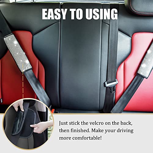 JDDRY 2PC Bling Seat Belt Covers for Womens,Silver - Product Imagery