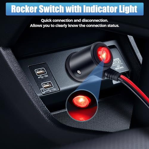 12V Cigarette Lighter Male Plug Replacement with On Off Switch - Product Imagery