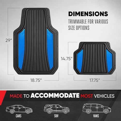 Motor Trend ChromeTech Car Floor Mats Full Set - Durable Rubber - Product Imagery