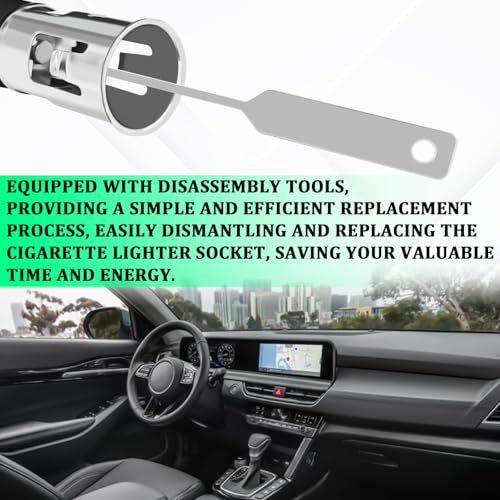 Cigarette Lighter Socket with Removal Tool, 12V Car Cigarette - Product Imagery