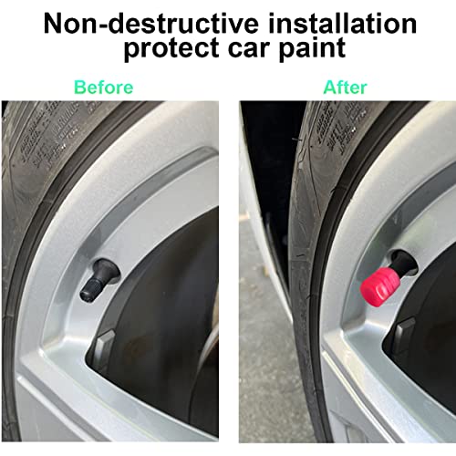 12PCS Glow-in-Dark Tire Valve Stem Caps, Air Covers, Pink - Product Imagery