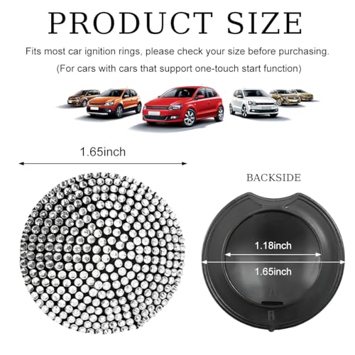 povtii Car Start Stop Button Cover, Anti-Scratch Bling Push - Product Imagery