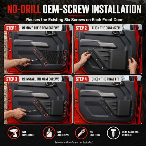 Mabett Front Door Pockets Storage Set for 2021-2026 Ford Bronco - Product Imagery