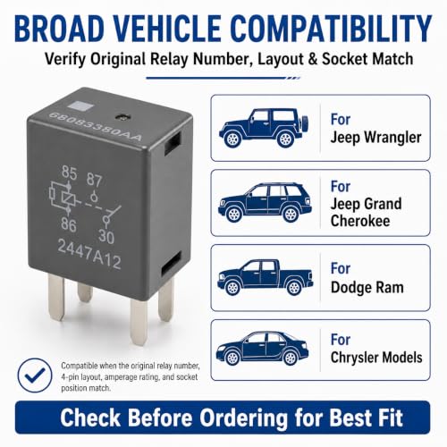 Relay 68083380AA (Set of 4) 12VDC 35A, 4 Pins SPST Automotive - Product Imagery