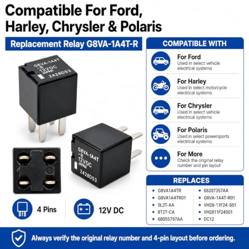 Relay G8VA-1A4T-R (Pack of 4), G8VA1A4TR 4 Pins 12V DC 20A SPST - Product Imagery