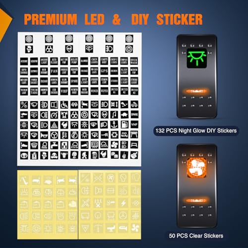 Nilight 4 Gang Rocker Switch Panel w/Orange LED Light 5Pin ON - Product Imagery