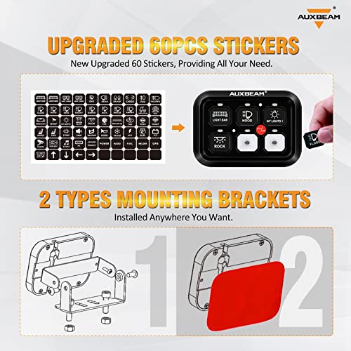 Auxbeam 6 Gang Switch Panel BC60, Universal Circuit Control - Product Imagery