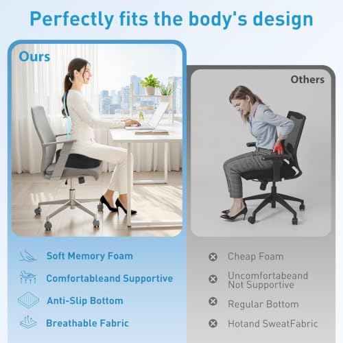 BlissTrends Memory Foam Seat Cushion for Office Chair & Car - Product Imagery