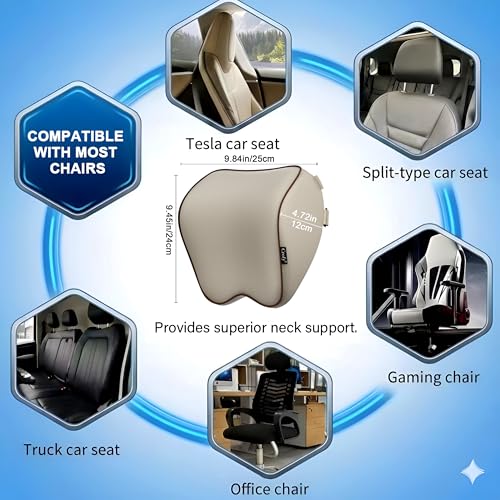 Crofy 2-Pack Car Neck Pillow, Headrest Pillow with Adjustable - Product Imagery