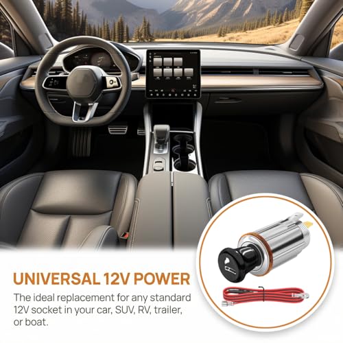 Car Cigarette Lighter, 12V Metal Vehicle Cigarette Lighter - Product Imagery