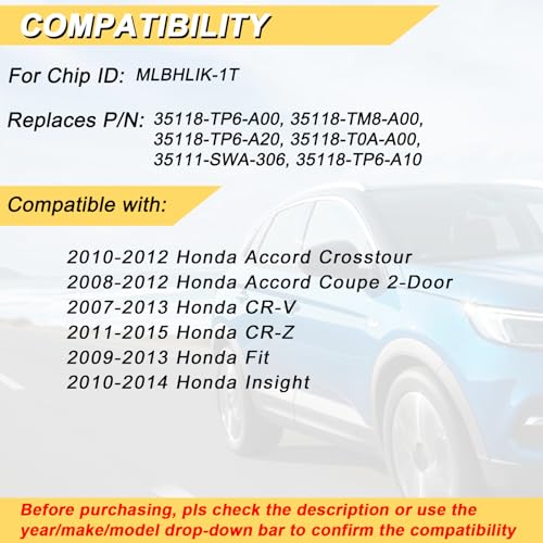 Vurkcy Key Fob Replacement for 08-12 Honda Accord/ 07-13 CRV/ - Product Imagery