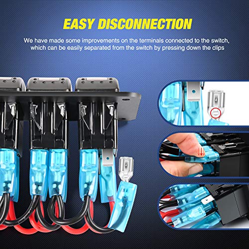 Nilight 16AWG LED Light Bar Wiring Harness Kit-6 Leads - Product Imagery