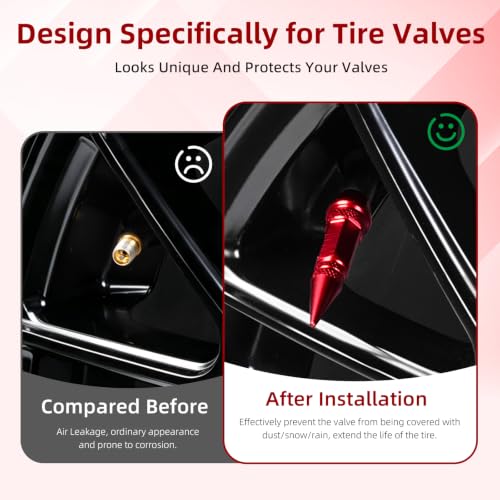 SINGARO 60mm Spiked Valve Caps, Aluminum Alloy Dustproof and - Product Imagery