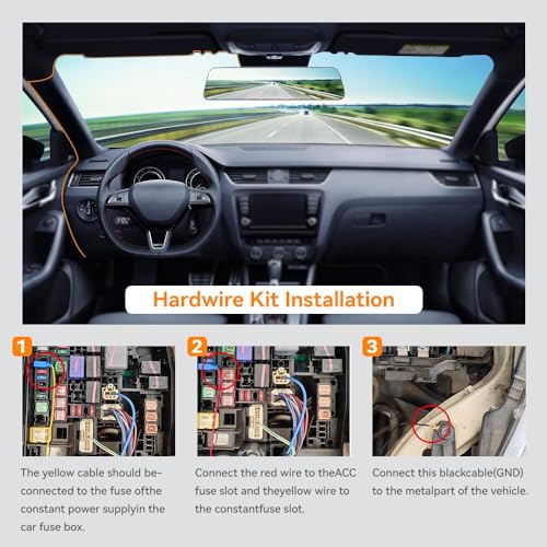WOLFBOX 4A USB C Dash Cam Hardwire Kit 11.48ft Total, 24/7 - Product Imagery
