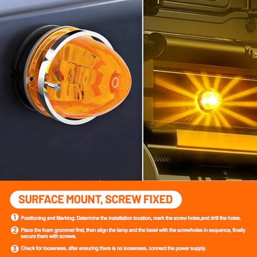 Dual Function 4Pcs Amber Watermelon Lights Strobe+Constant LED - Product Imagery