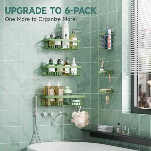 Veken Rustproof & Waterproof Shower Caddy 6-Pack, No Drilling - Product Imagery