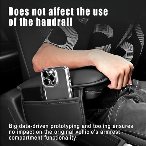 Car Center Console Cover, Leather Arm Rest Cover for Car with 2 - Product Imagery