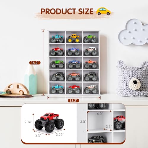 Krafetto 15-Slot Monster Truck Display Shelf, Wall Mount - Product Imagery