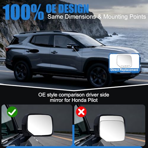 Passenger Side Mirror Glass Replacement for 2009-2015 Honda - Product Imagery