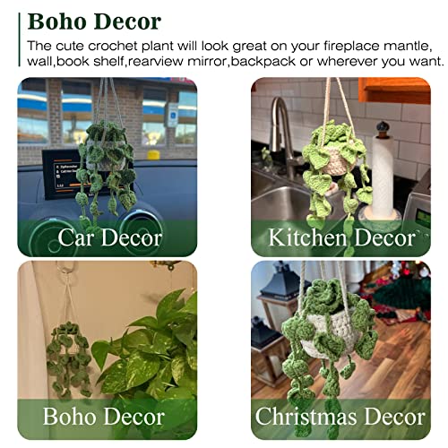 Cute Crochet Plant for Car Rear View Mirror,Boho Hanging - Product Imagery