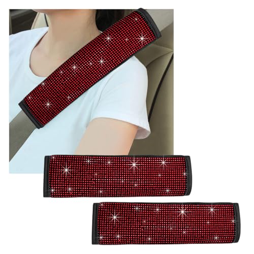 2 PCS Bling Car Seat Belt Cover, Sparkle Leather Seat Belt Pads - Product Imagery