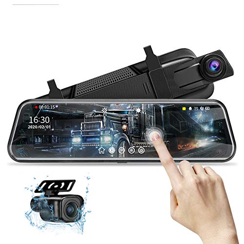 10’’ Mirror Dash Cam Front and Rear View Mirror Camera Night - Product Imagery