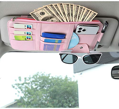 Pink Car Sun Visor Organizer, Car Interior Storage Accessory for - Product Imagery