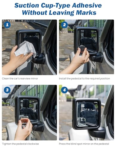 JOYTUTUS Blind Spot Mirror 2 Pack HD Frameless Convex Glass for - Product Imagery