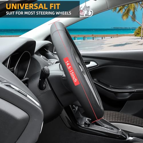 Valleycomfy Microfiber Leather Steering Wheel Cover Universal 15 - Product Imagery