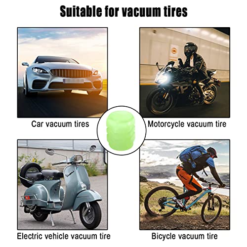 YALOK 4PCS Glow-in-Dark Tire Valve Stem Caps, Air Covers, Green - Product Imagery