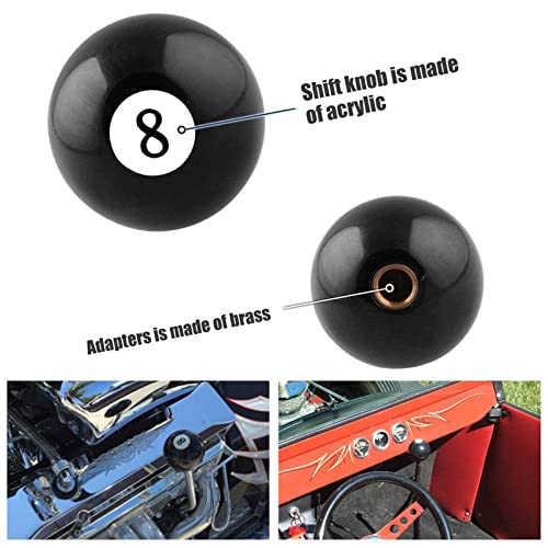 RYANSTAR 8 Ball Shift Knob Acrylic Gear Shifter with 3 Adapters - Product Imagery