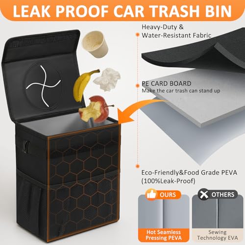 Vankor Car Trash Can with Lid Leak Proof Car Accessories for - Product Imagery