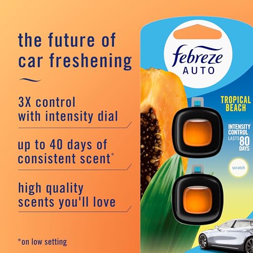 Febreze AUTO Air Freshener, Odor-Fighting Automotive Vent Clip, - Product Imagery